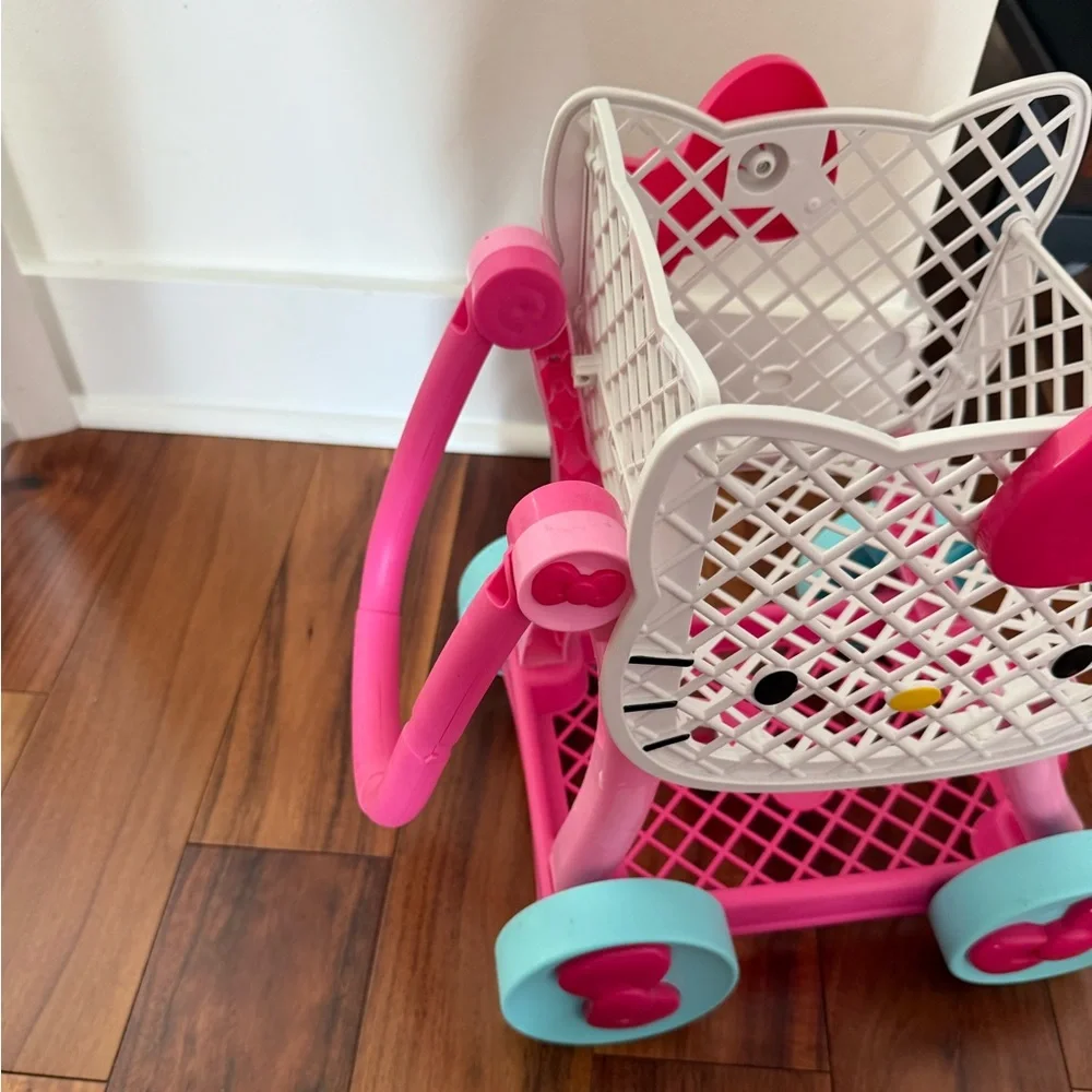 Hello Kitty Sanrio Toy Shopping Cart Stroller Buggy Basket - Picture 9 of 10